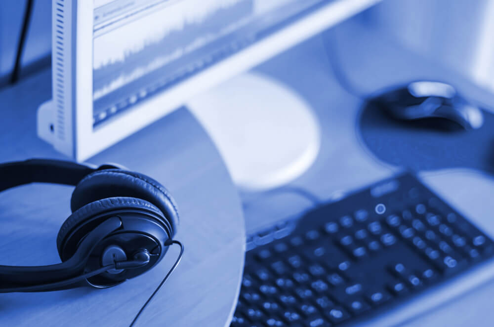 headphones on desktop